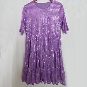 Pretty in Purple! Gorgeous Sequined Baby Doll Dress